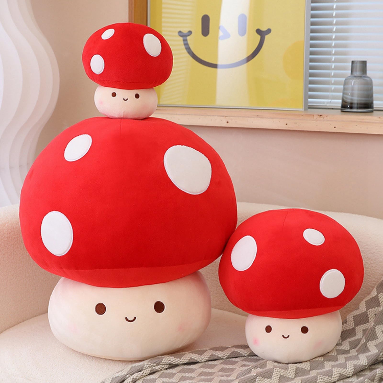Pilz Plüschtier Puppe，Plüschpflanze，dekorative Wurfkissen，für Schlafzimmer, Sofa, Wohnzimmer, Kinderzimmer, Restaurant, (60cm,Shiitake-Pilze)