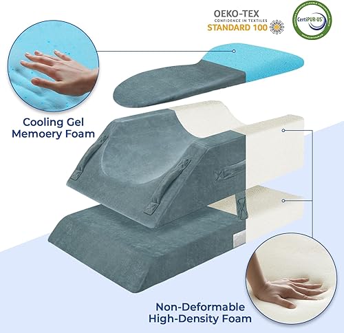 Miniatura 3 de KingPavonini 4 almohadas de elevación de piernas ajustables en altura para después de la cirugía con curva ergonómica, almohada de espuma