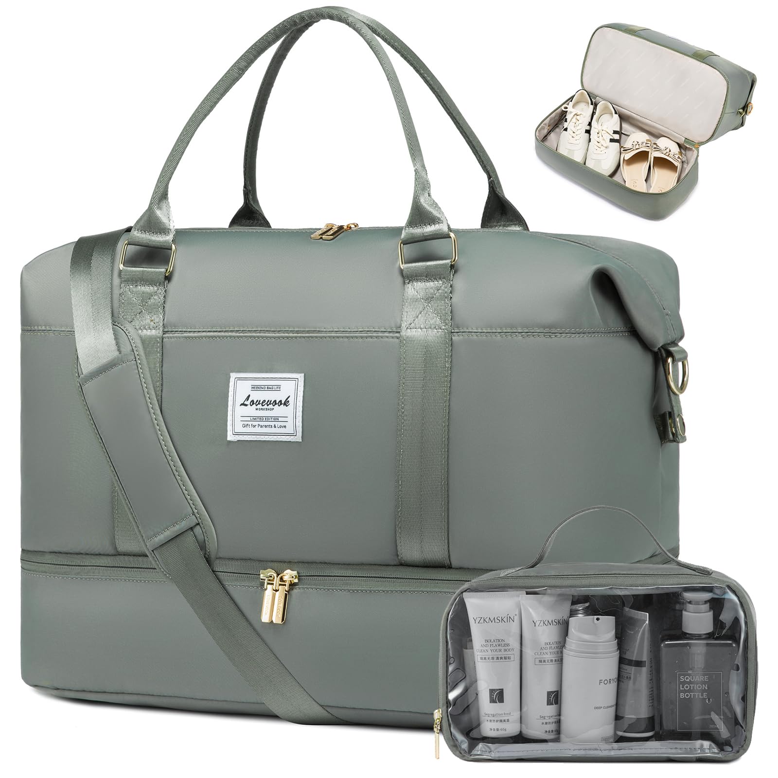 LOVEVOOK Travel Bag Weekender Bags for Women, Carry on Overnight Bag with Shoe Compartment,Duffle Bag with Laptop Pocket,Hospital Bag for Labor
