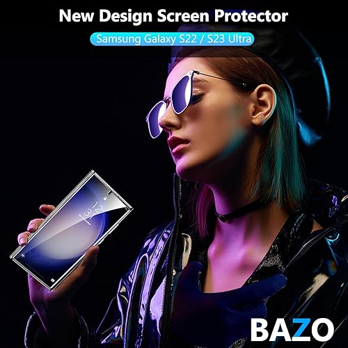 Miniatura 7 de BAZO Paquete de 2 protectores de pantalla para Samsung Galaxy S22 Ultra  S23 Ultra, no de vidrio, fácil de instalar, resistente a los arañazos, sin