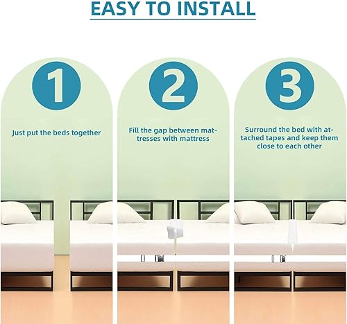 Miniatura 7 de Kit convertidor de puente de cama individual a King, almohadilla de relleno de huecos para habitación de invitados y viajes, 6.5 pulgadas x 6.6 pies