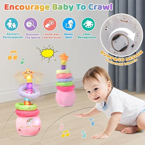 Miniatura 4 de Emoin Juguetes apilables para niños pequeños, juguetes de cactus bailarín, juguetes para bebés de 6 a 12 meses, juguetes sensoriales para gatear con