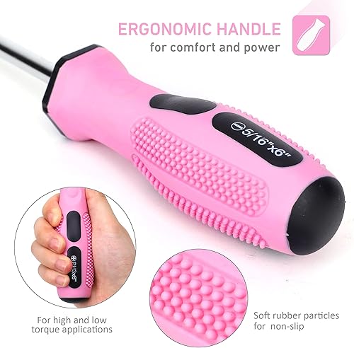 Miniatura 5 de FASTPRO Juego de destornilladores magnéticos rosados de 8 piezas con 4 Phillips y 4 puntas ranuradas, kit de herramientas de reparación de