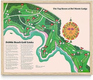 Lone Star Art 1970s Pebble Beach Golf Map - Vintage Golf Course 16x20 Framed Print, Classic Golf Cartography Print, Golf Office Decor, Man Cave Decor, Golf Enthusiast Gift, Pebble Beach Golf Links
