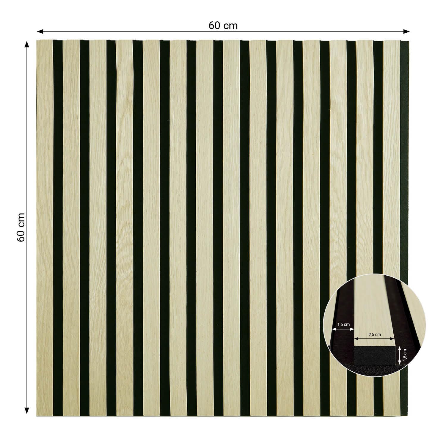 Homestyle4u 2701, panele akustyczne 60 x 60 cm panele ścienne drewno jasne 1 panel okładzina ścienna wnętrze panele dekoracyjne MDF