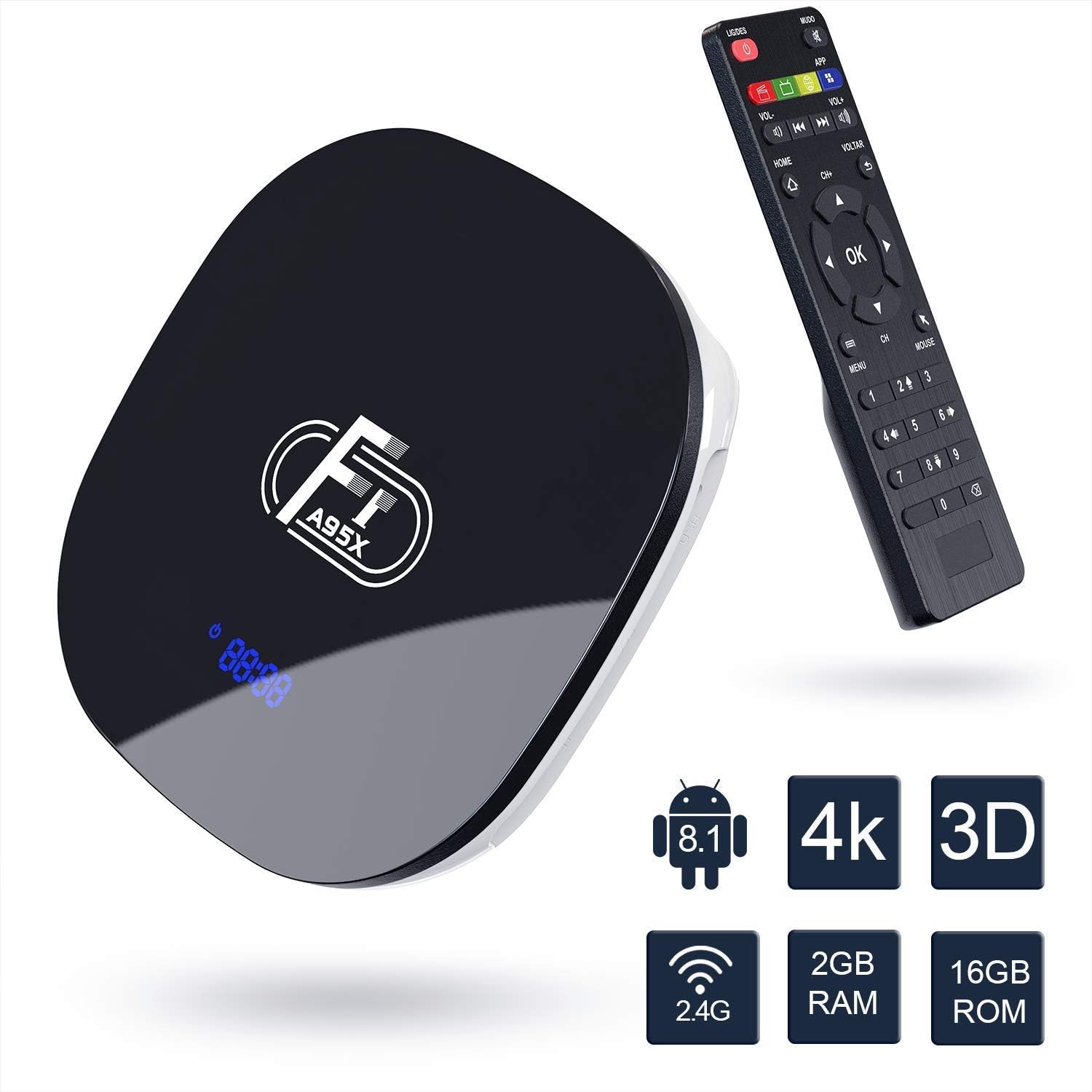 2GB RAM 16GB ROM Android 8.1 TV Box Newest A95X F1 Amlogic Quad-core Cortex-A53 4K UHD Smart Media Player With 2.4G Wifi (UK Plug)