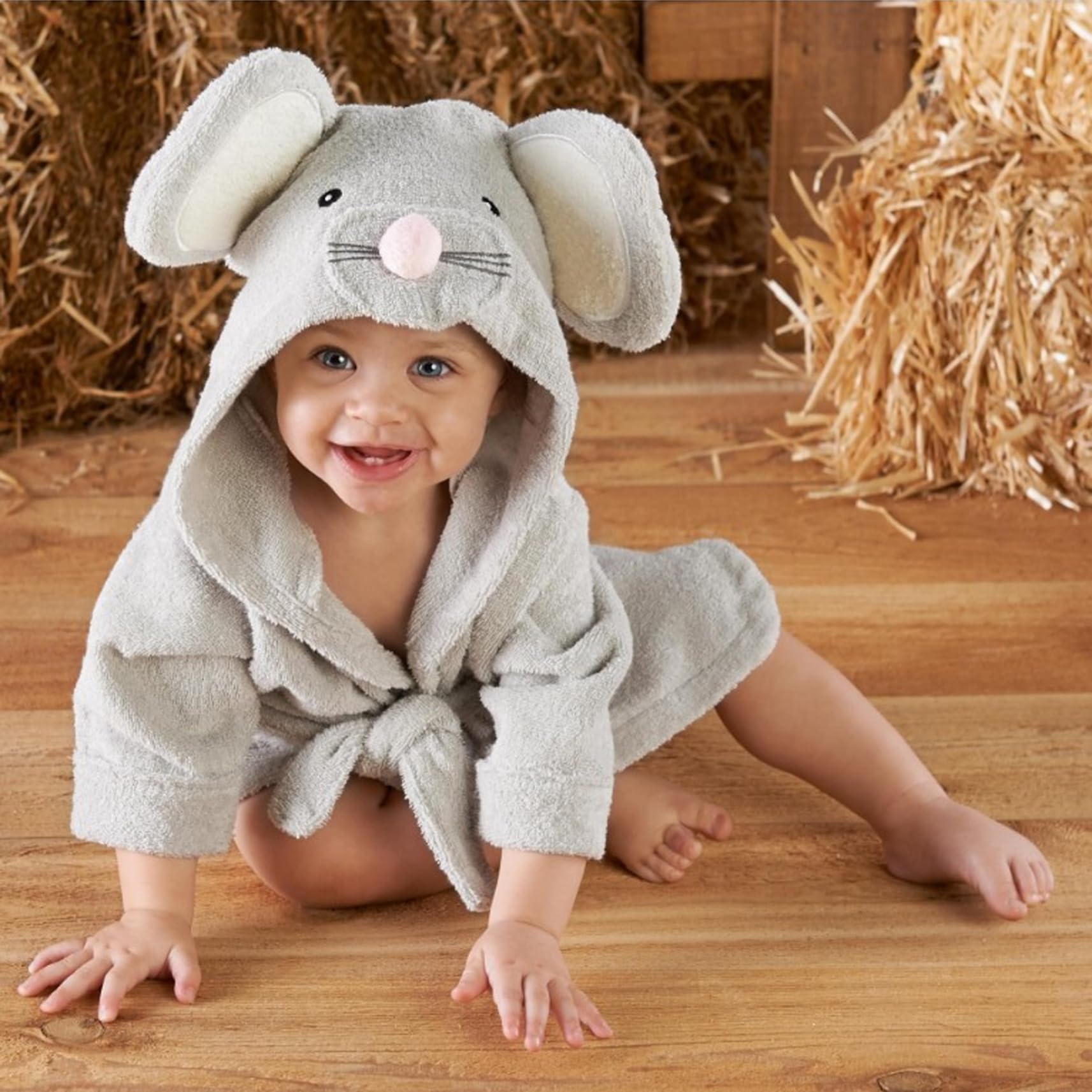 Baby Bademantel, Baby Badrobe Mausstil Kapuze Baumwolle Babybademantel mit Ohren absorbierende warme hautfreundliche Babygewand