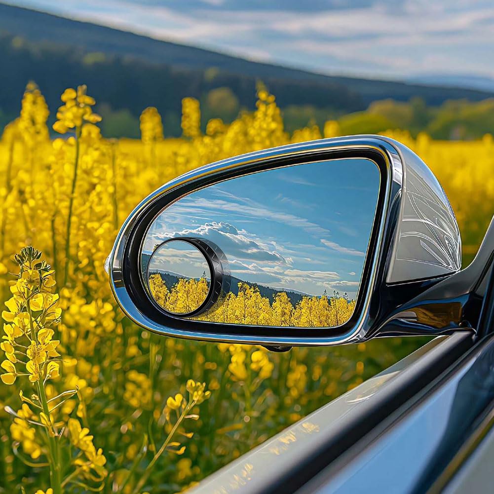 2 szt. Lusterka pomocnicze z martwym punktem, szerokokątne lusterko boczne HD z martwym punktem, okrągłe lusterko z przyssawką z regulacją 360° do uniwersalnych samochodów (czarne)