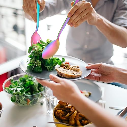 Miniatura 4 de HaWare - Utensilios para servir, juego de 5 piezas de acero inoxidable para bufé, fiesta, cocina, restaurante, cubiertos de mango cuadrado, acabado