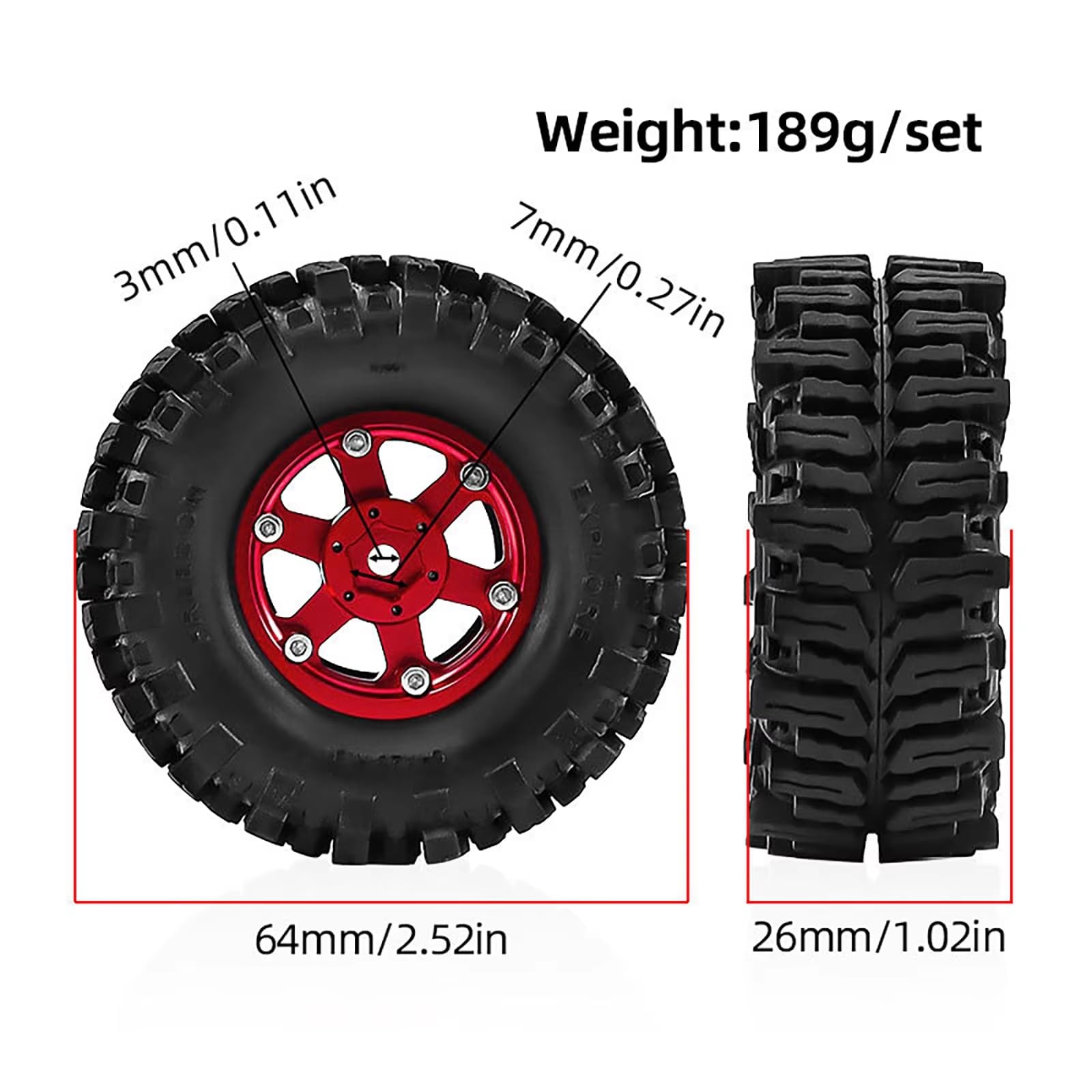 1,3Zoll Beadlock Wheels Reifen-Upgrade Für Traxxas Für TRX4M 1/18 Zubehör | RC Car Upgrade CNC-Metall-Beadlock-Radreifen mit Klemmung und All-Terrain-Profil für Mini-Crawler(Silver)