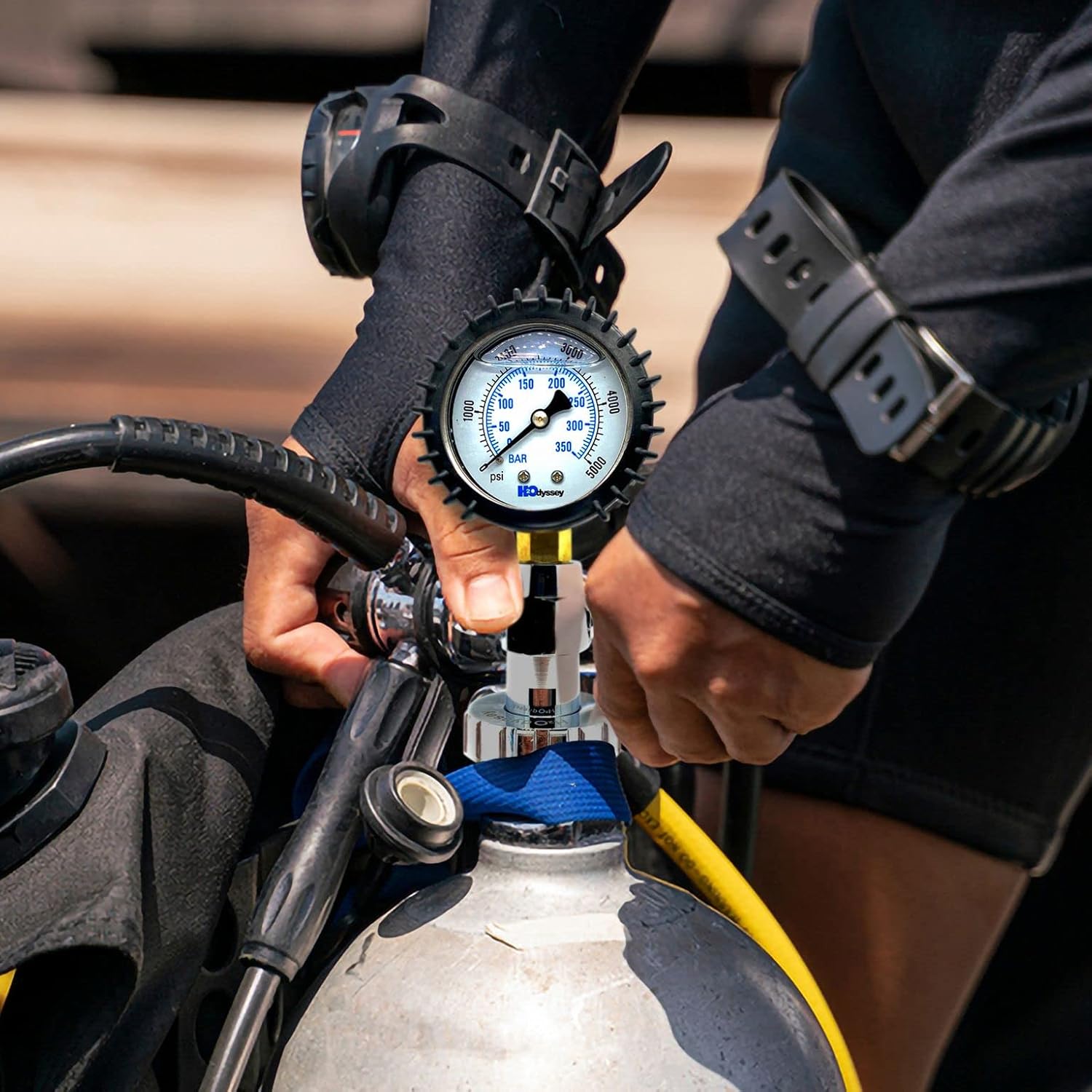 H2ODYSSEY Din Pressure Tester - Scuba Diving Pressure Gauge