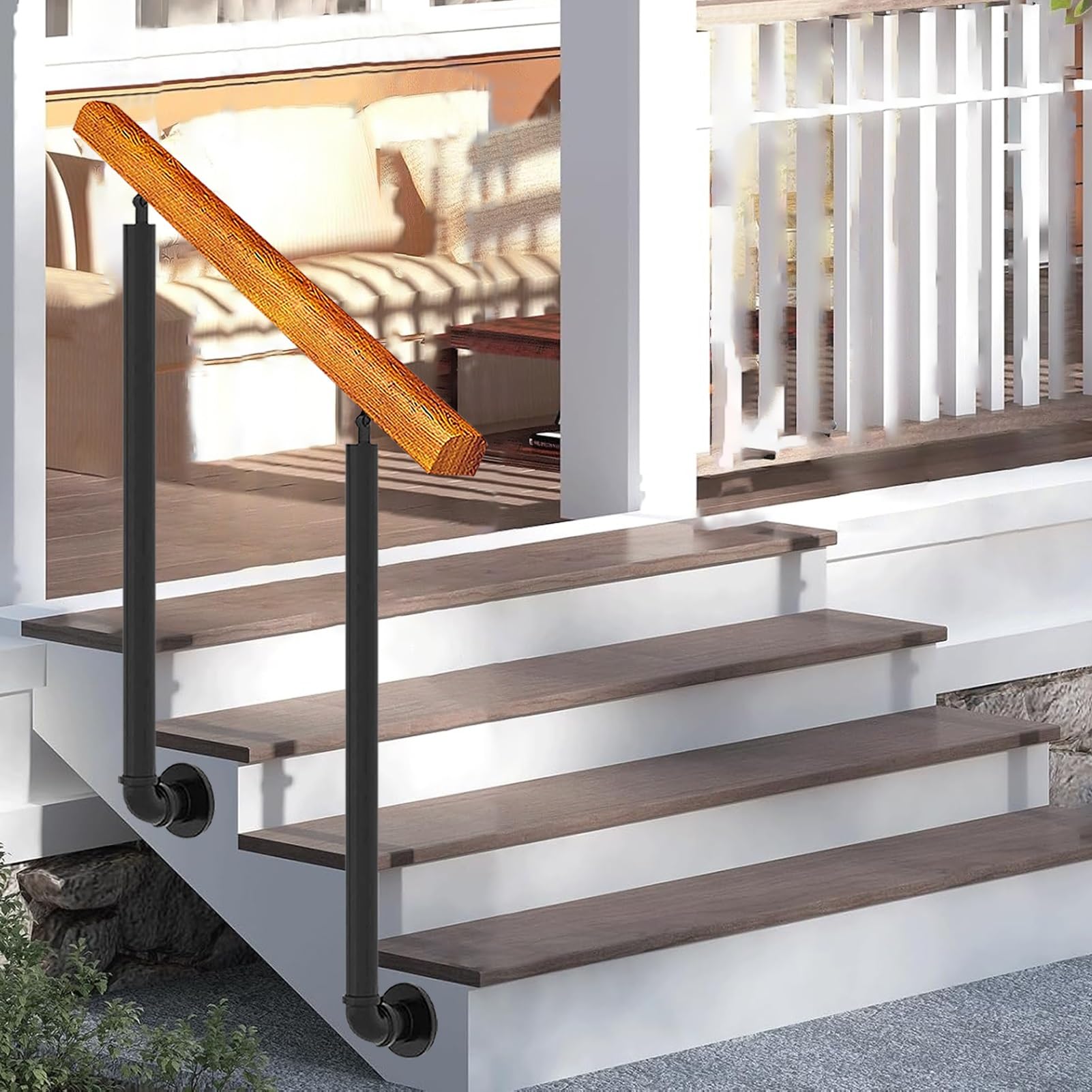 Rampe d'escalier métallique 3 4 marches avec kit d'installation complet