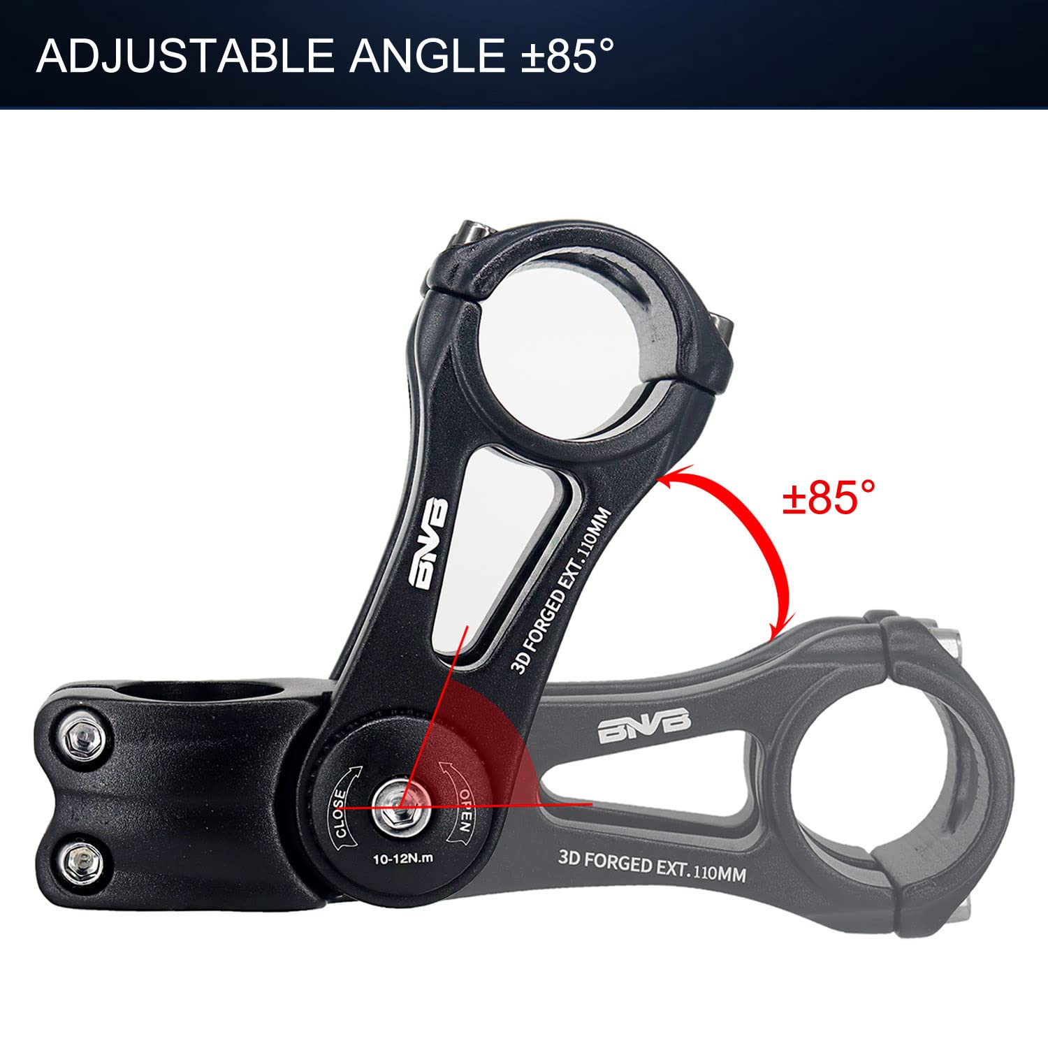 PLATTBK Attacco Manubrio Regolabile MTB 31.8 mm Pipa Manubrio Gravel Bici da Corsa 35 Gradi Prolunga Biciclette Alza 90/110/145mm