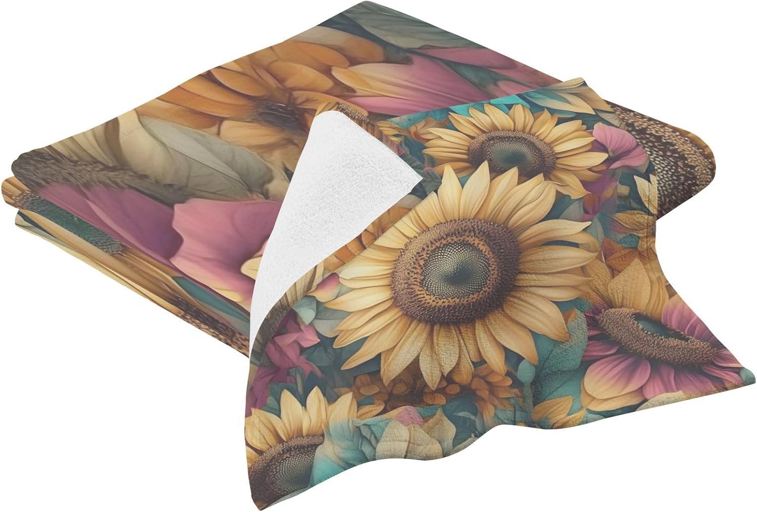 Sunflower Bath Towels Cotton Soft Absorbent Quick Dry Bath Towel Set of 2 for Home Hotel Bathroom Spa