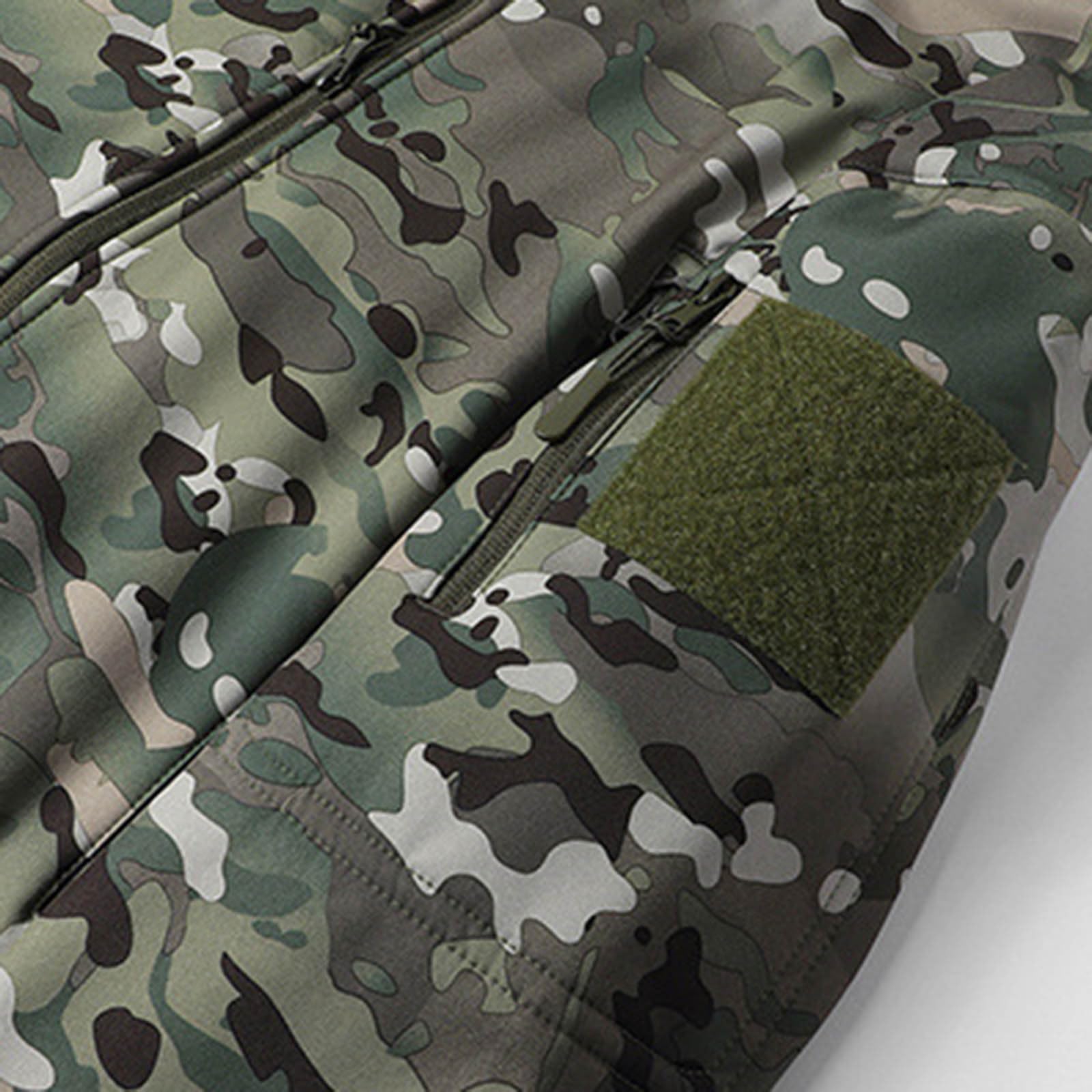 Airsoft Veste de pluie militaire pour homme - Veste d'hiver imperméable - Veste polaire - Veste de chasse - Camouflage - Veste softshell doublée - Camo - Sweat à capuche d'extérieur chaud