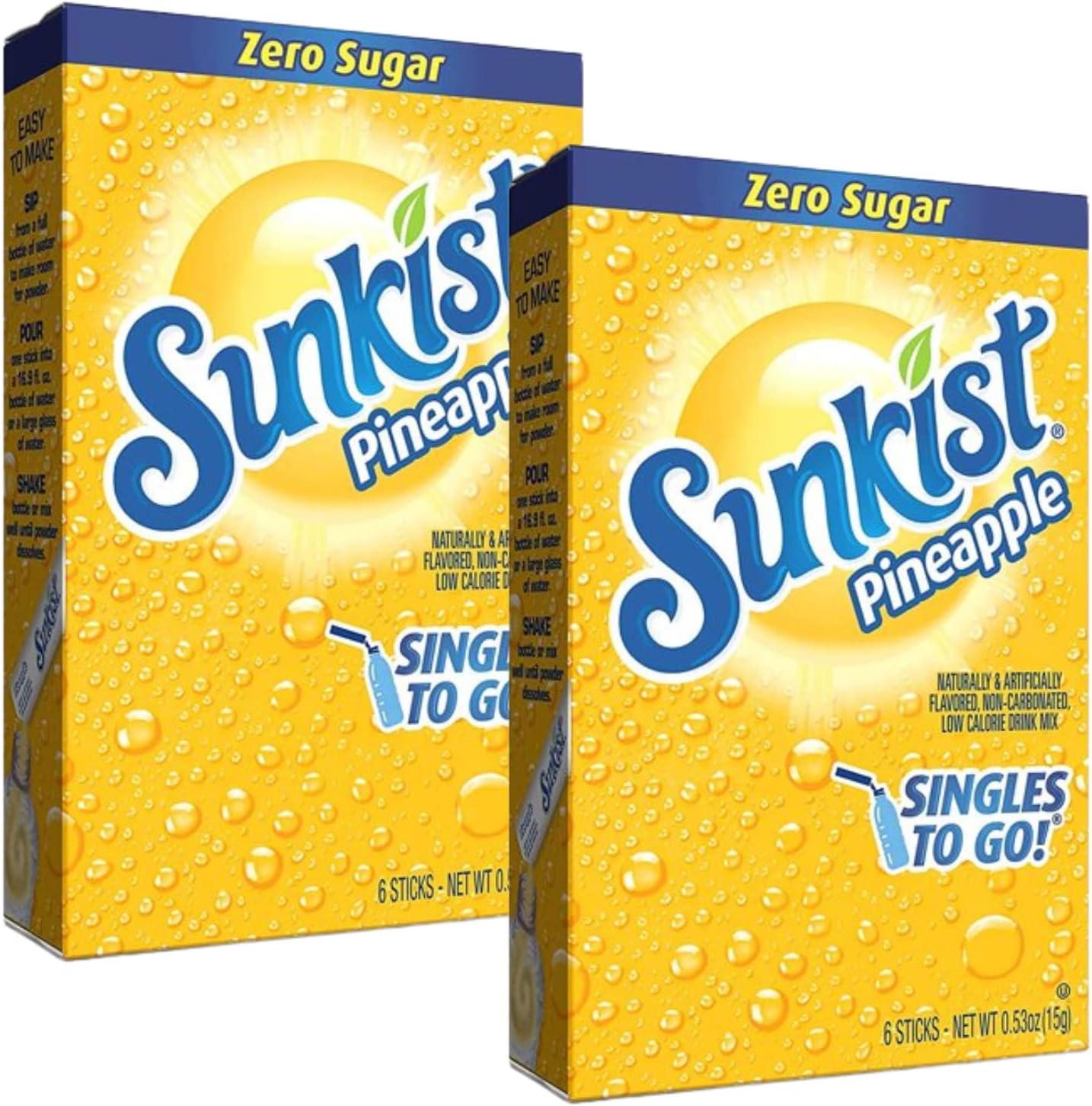Pineapple Sunkist Singles To Go Drink Mix, Bundle of 2