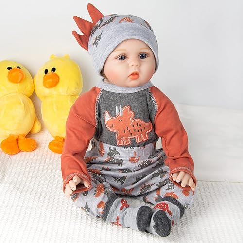 Miniatura 3 de Ropa de muñecas Reborn de 22 pulgadas, conjunto de dinosaurio de 4 piezas para muñecas recién nacidas de 20 a 22 pulgadas