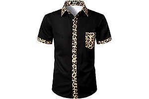 Men's Leopard Print Slim Fit Button Up Shirt