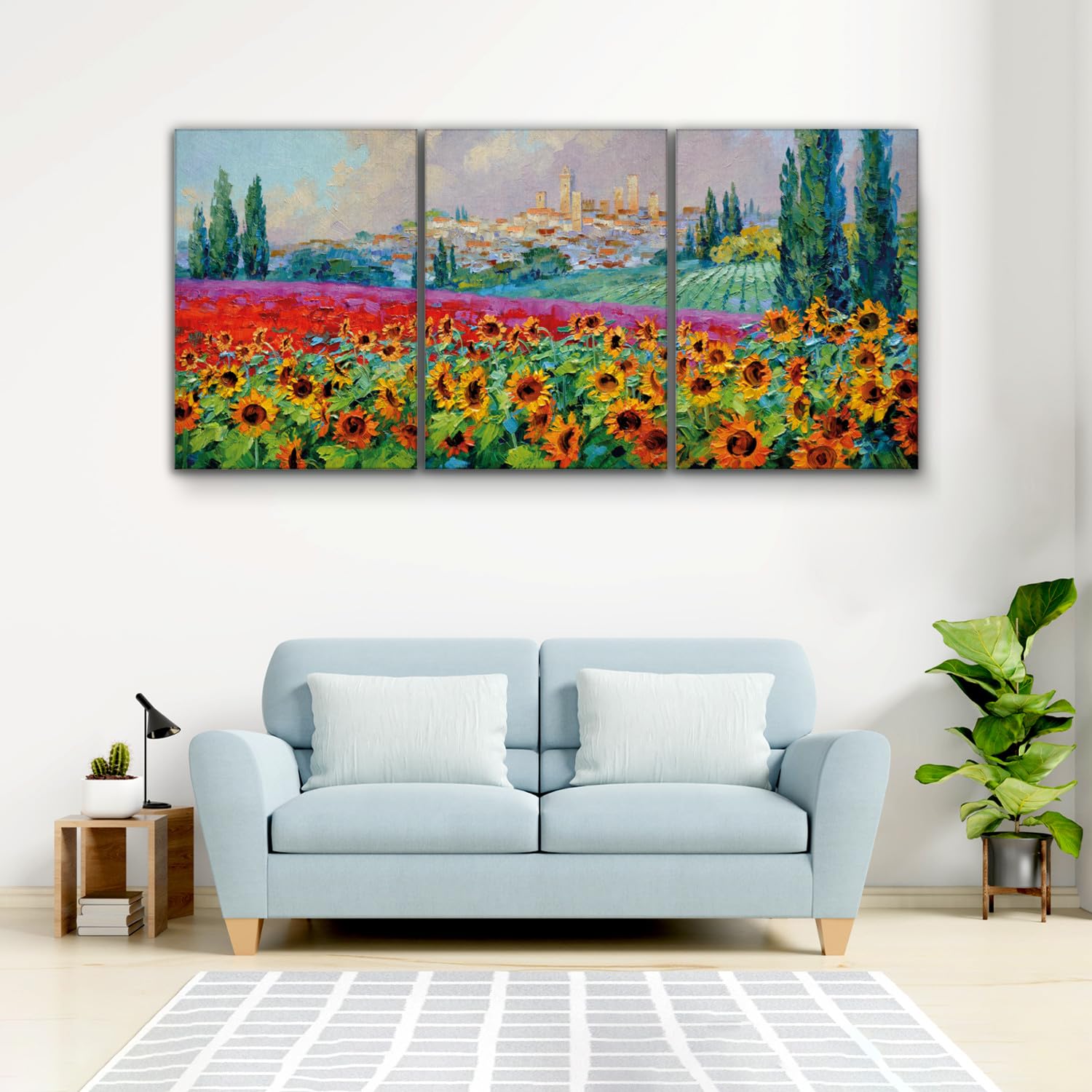 Giallobus - Große Gemälde im XXL-Format - Mikki Senkarik - Moderne Künstler – Windtänzer - Leinwand - 218x100cm | 3pcs. x 70x100cm - Moderne Gemälde für zu Hause - Bereit zum Aufhängen