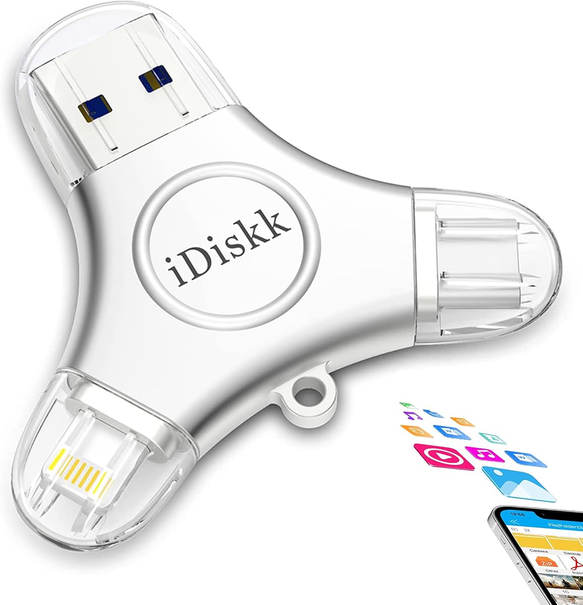 1TB MFi iPhone Flash Drive Photo Stick for iPhone Android Phones | 3-in-1 memory stick for iPhone iPad Android Phone Mac PC, External Photo Storage to Backup Videos/Photos/Files