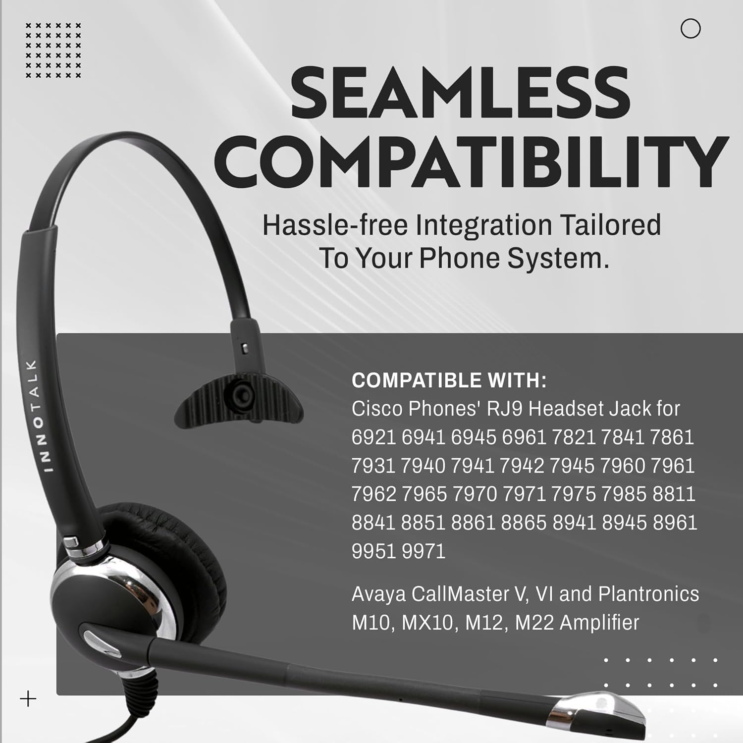 INNOTALK Headset Compatible with Cisco 7821 7841 7861 7931 7940 7941 7942 7945 etc - Professional Noise Cancel Mic Call Center Office Desk Phone Headset