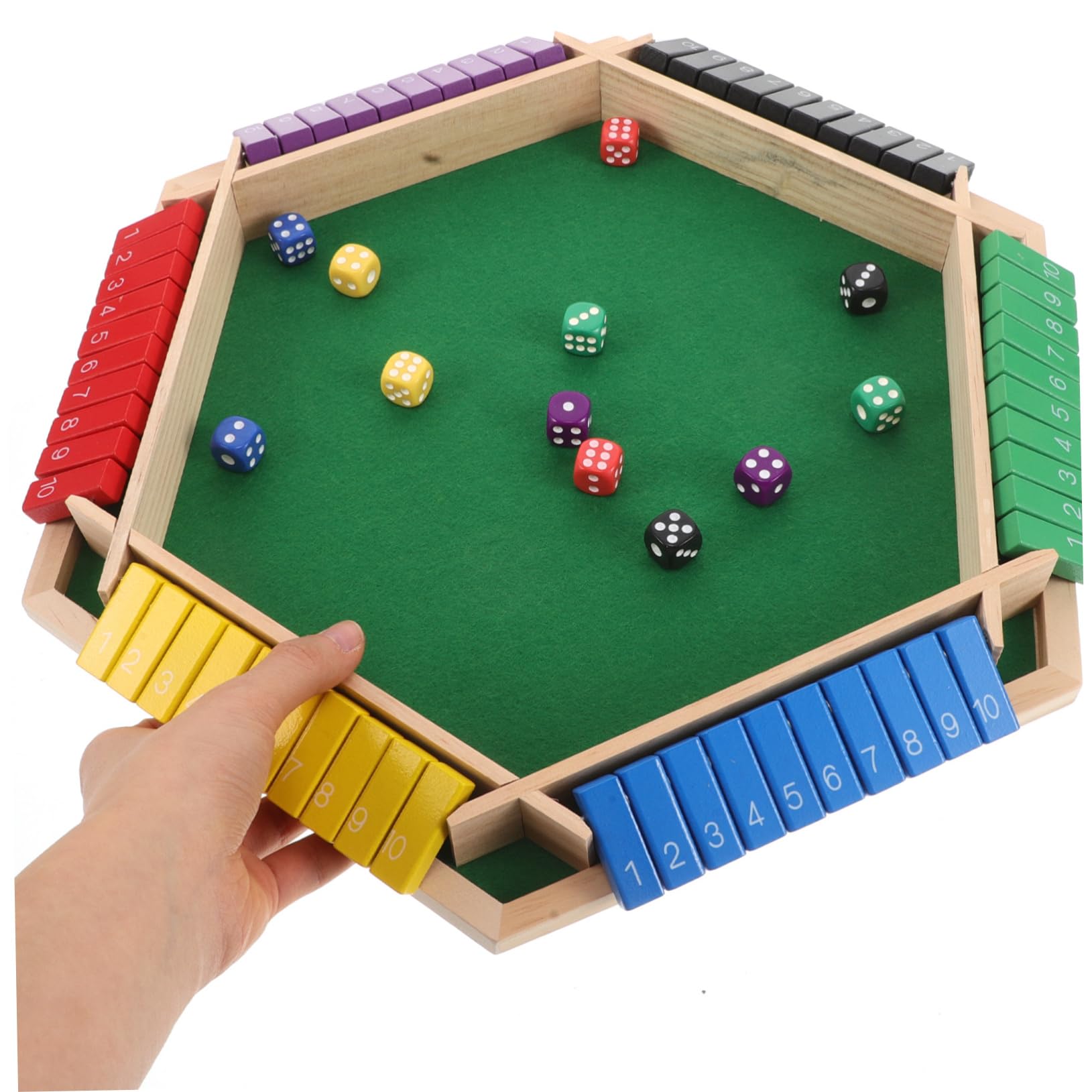 GARVALON Tavolo da Gioco a 6 Facce in Legno, Multicolore, per Bar e Feste, Intrattenimento Interattivo e Giochi Vari, per Serate Conviviali