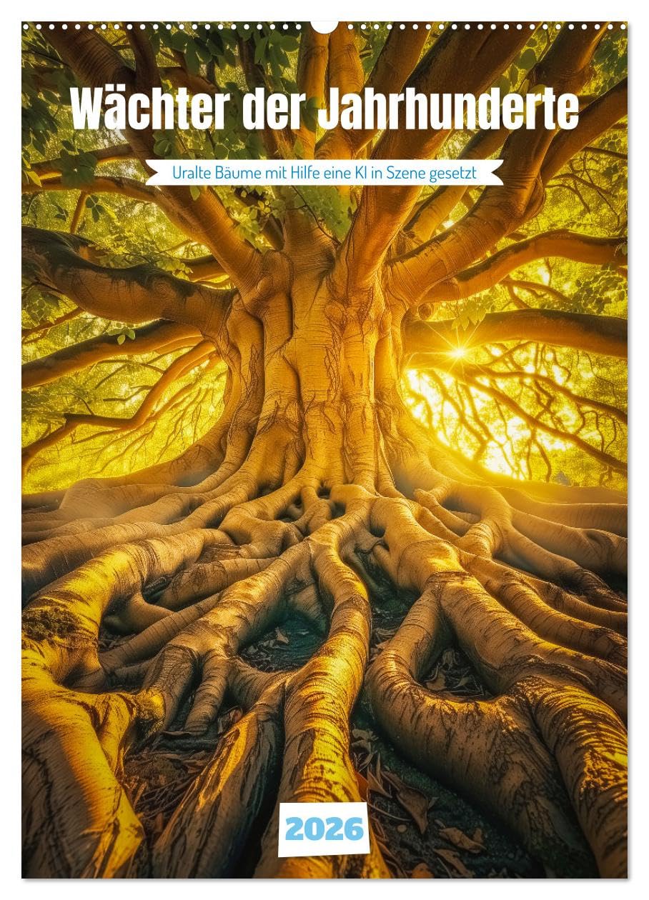 Calendrier 2026 Arbres Anciens DIN A2 grand format mural pour salon et décoration de bureau zen