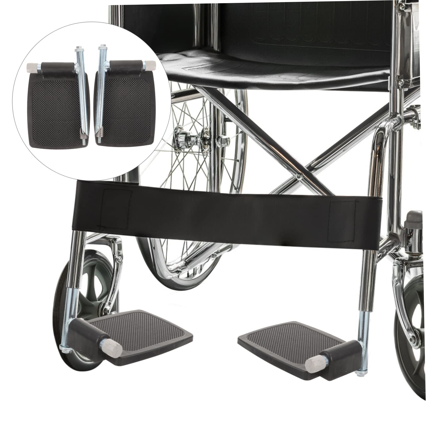 Pedal de Silla de Ruedas con Poste, 1 Par, Plástico Negro | Reposapiés Elevable, Protección Antideslizante, Repuesto para Usuarios de Silla de Ruedas Color Aleatorio