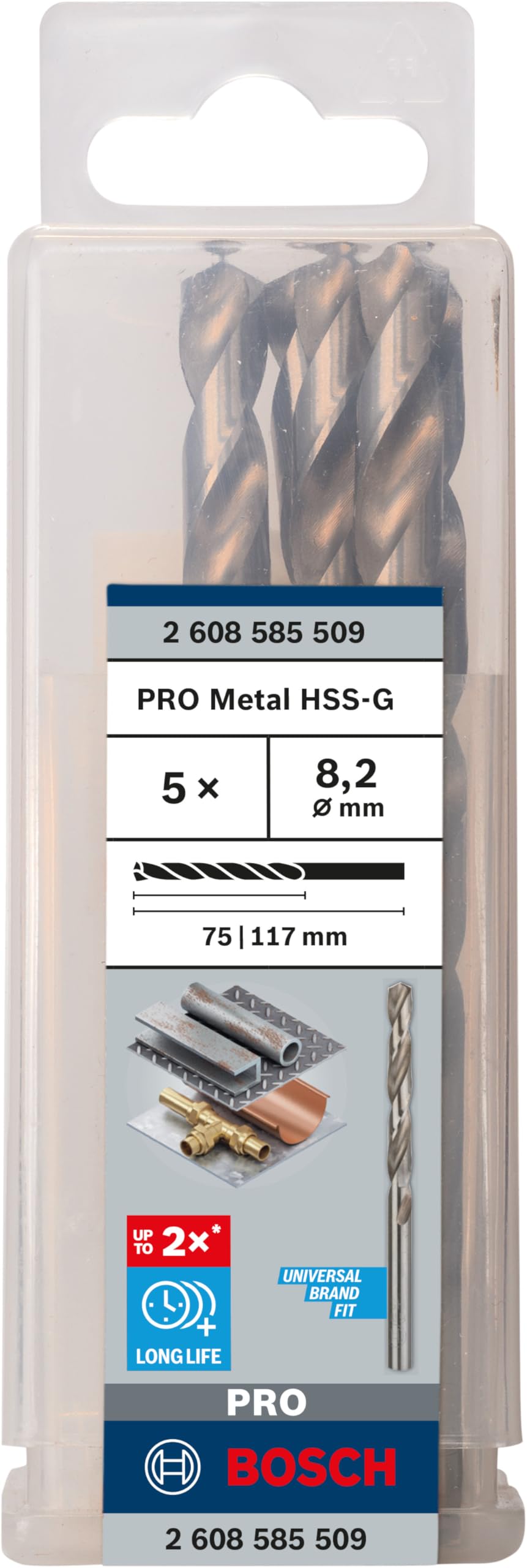 Bosch Punta per metallo HSS-G Ø 8,20 mm Professional Accessorio Trapano