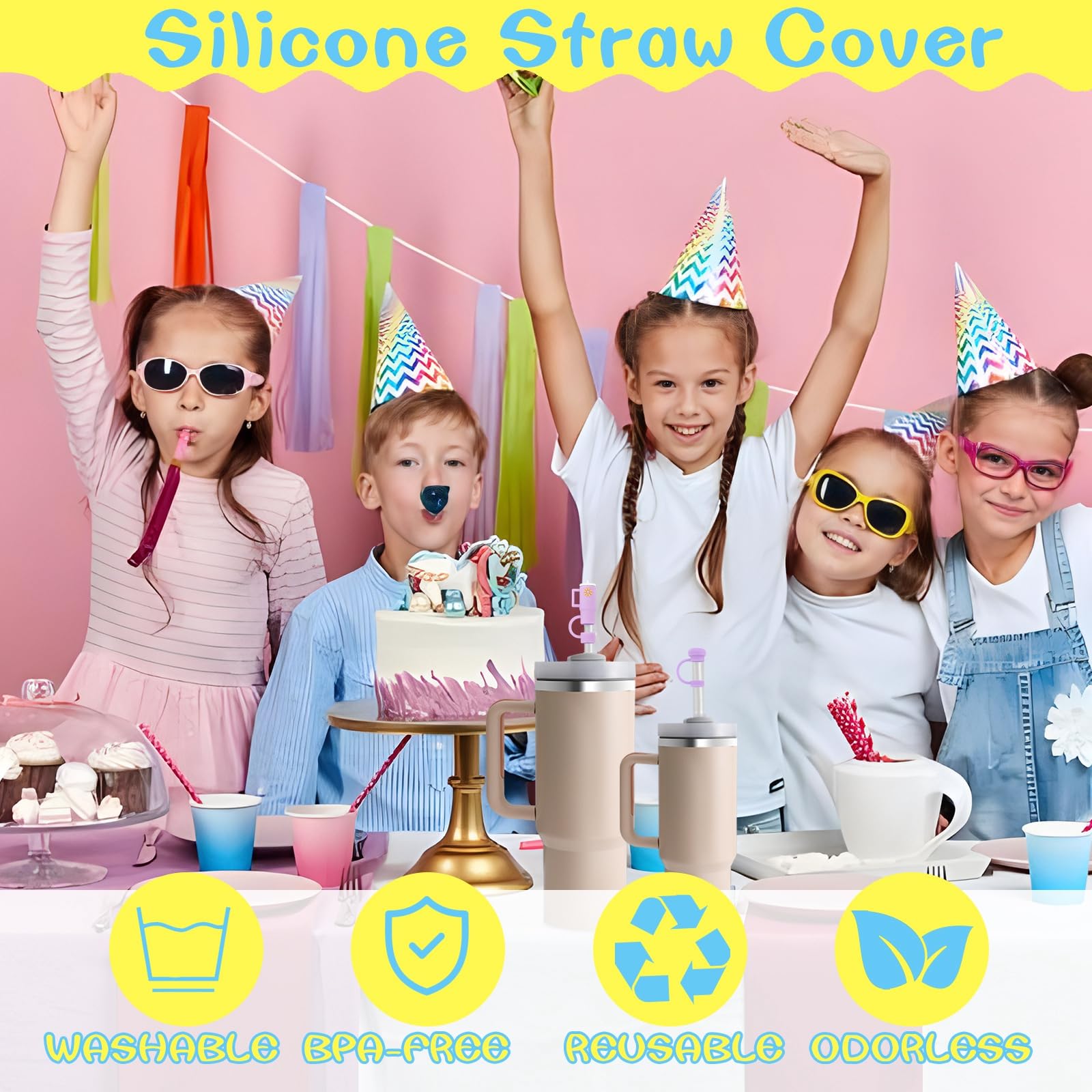 8 Pcs Straw Cover, Straws Toppers for Stanley 30&40 Oz Tumbler, Straw Caps in Various Shapes, Stocking Stuffers Gift for Women Kids Straws Tip Covers for 0.4 Inch/10 mm Tips ()