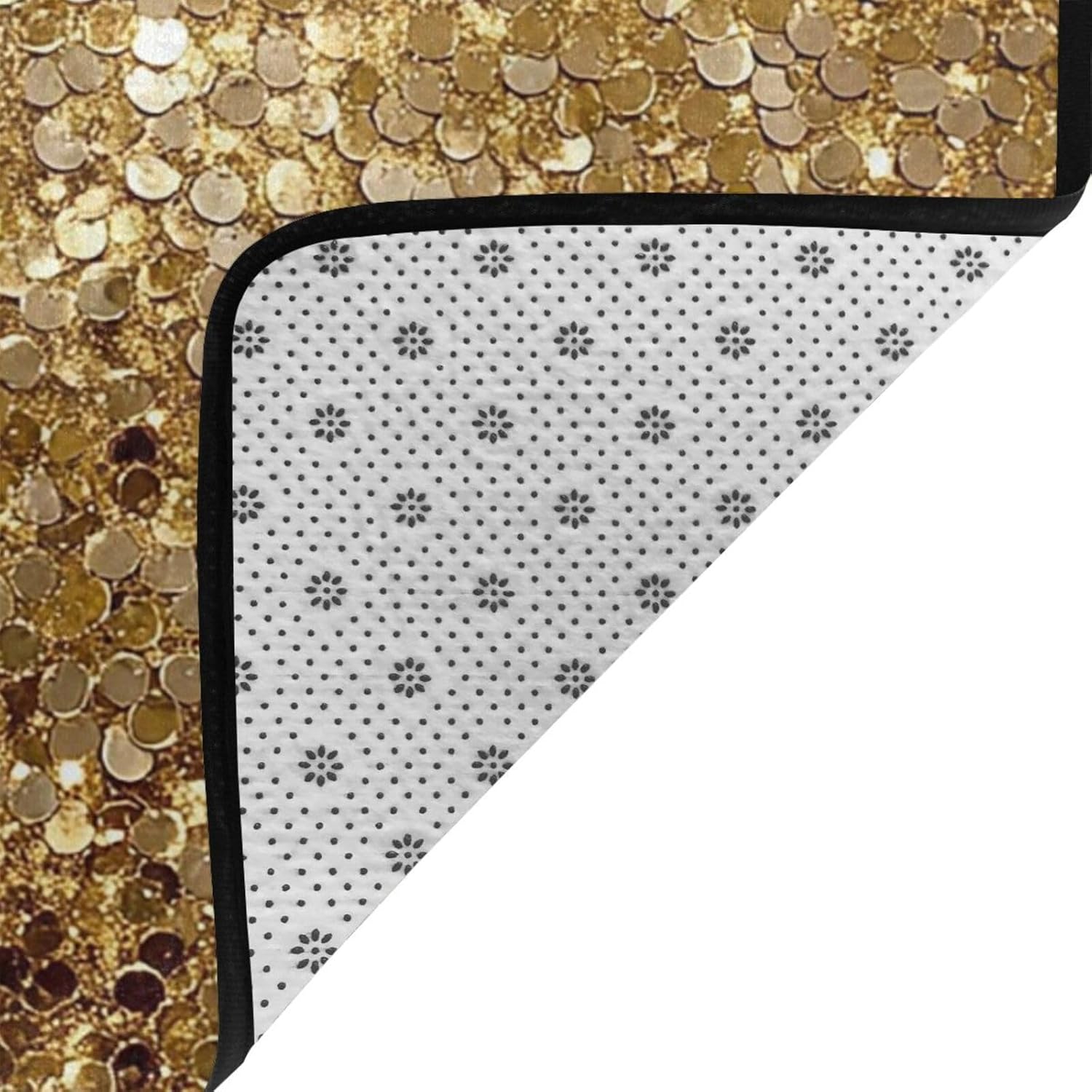 Area Rug 63x48 inch Non Slip Floor Mats Large Gold Sequin Sparkle Rugs for Living Room Doormat Vintage Indoor Carpet Rug Ultra Soft Floor Carpet Washable Rugs for Bedroom Dining Room