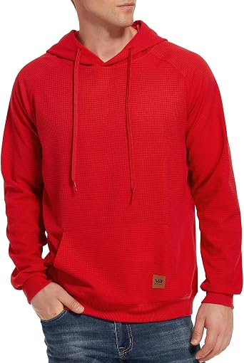 VICT POPU Hoodies Mens Pullover Long Sleeve hooded Solid Color Sweatshirt
