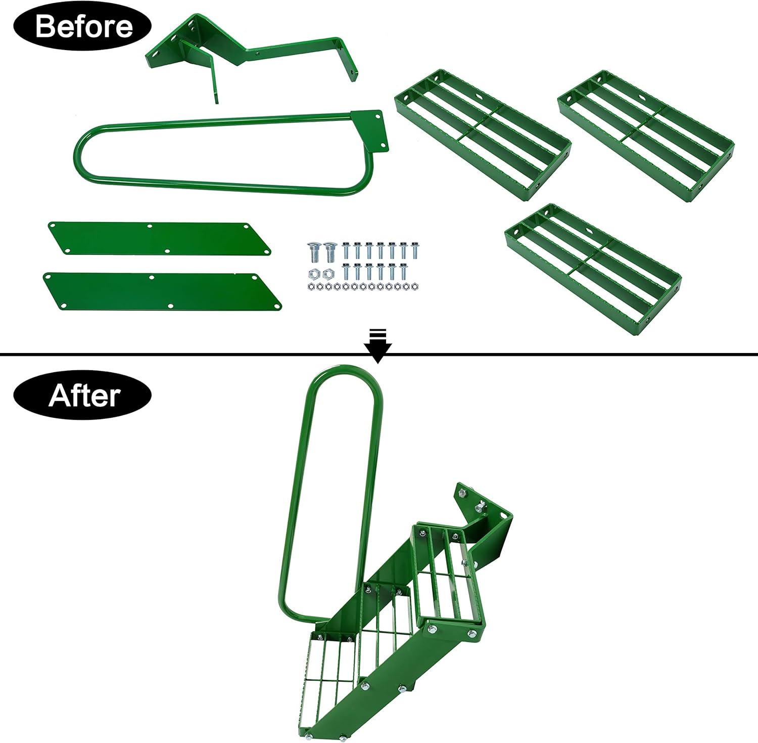 HECASA Left Hand Stair Step Kit Compatible with John Deere 4050 4240 4430 4630 4440 4230 4555 4650 4850 4955 LH Handrail Powder Coated Durable Steel Tractor Step