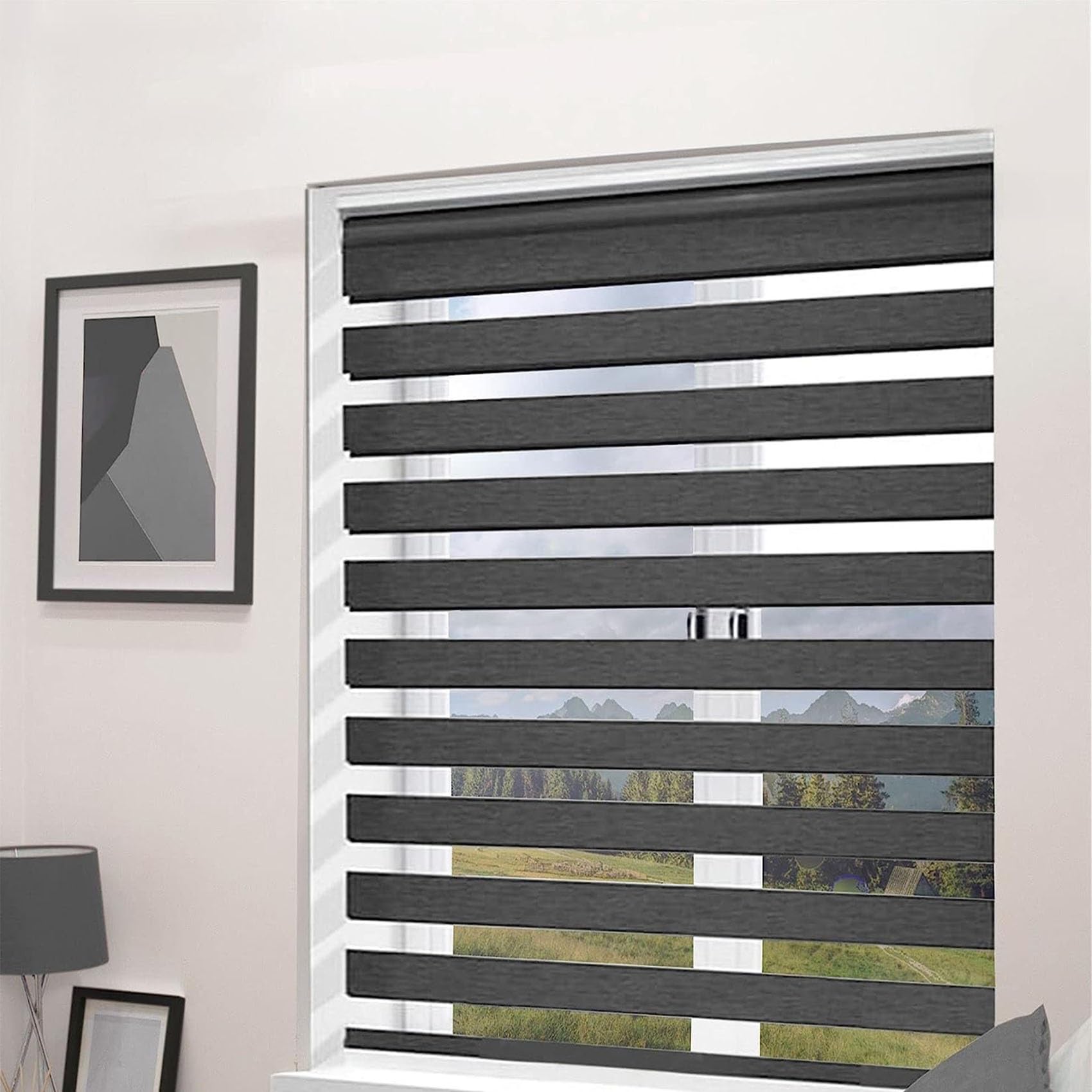 Estor Opaco Térmico, 50x250cm Blackout, Fácil de Instalar, Tela Oscurecedora Estor Enrollable Incluye Accesorios para Puertas y Ventanas, Gris Oscuro