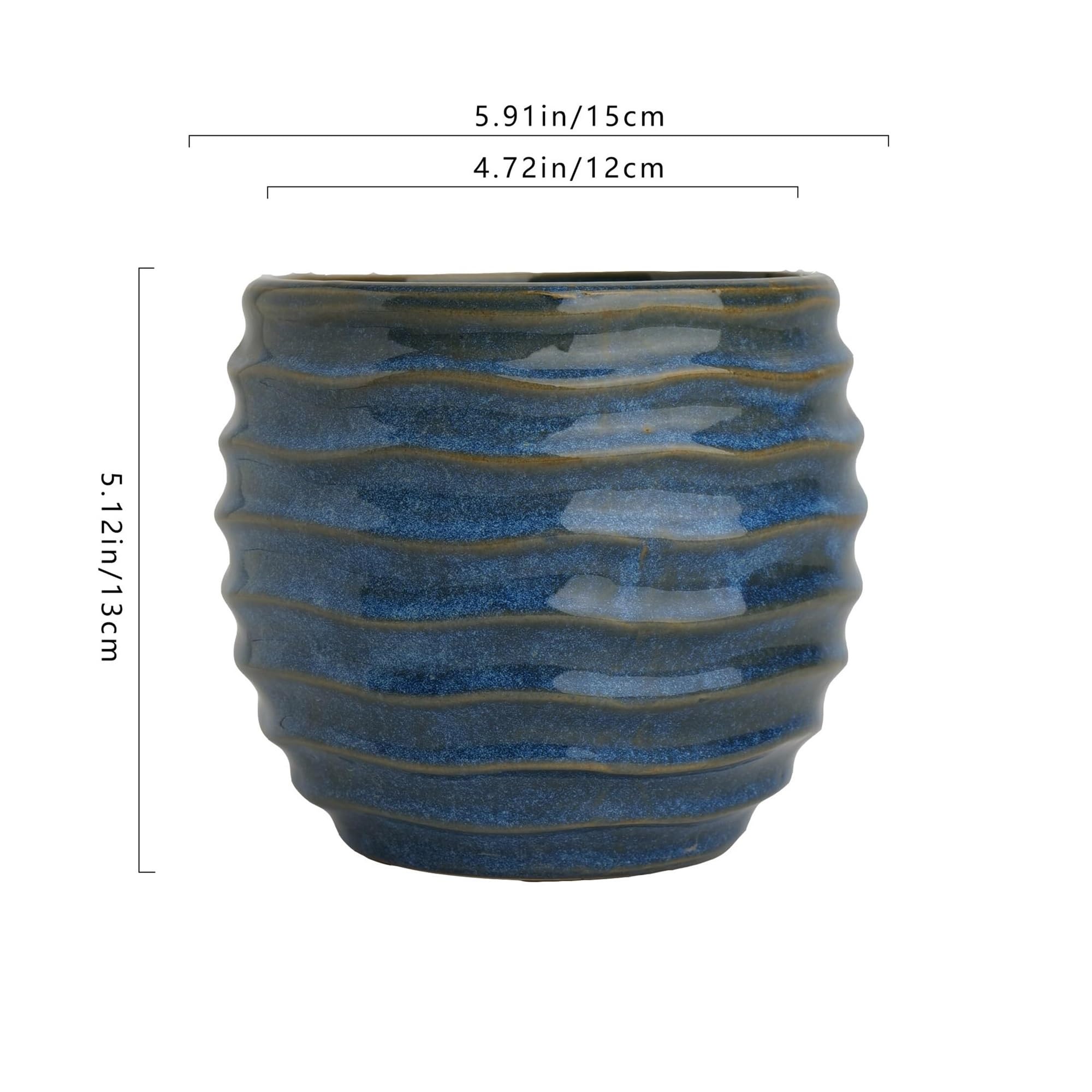Doniczka ceramiczna w stylu boho, dekoracyjna, do użytku wewnątrz i na zewnątrz, z kwiatowymi falami – dla miłośników roślin