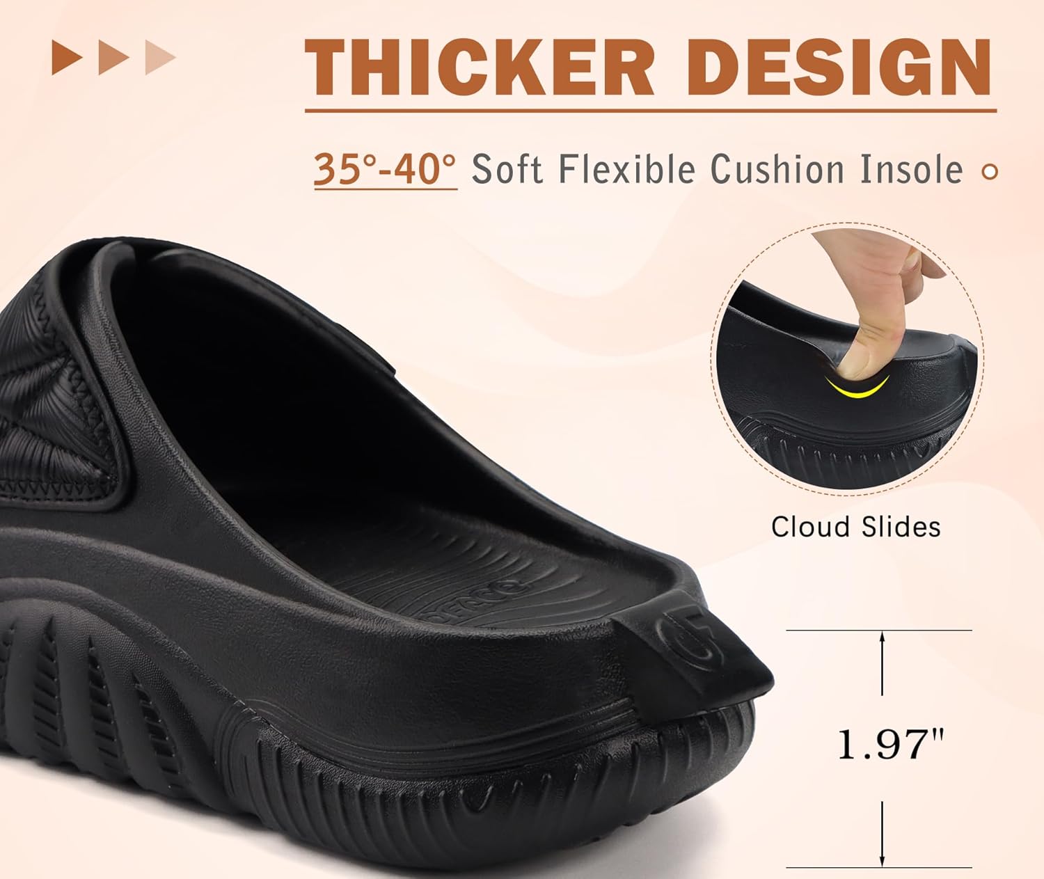 COFACE Mens Recovery Sandals Orthopedic Walking Slides for Men Adjustable Thick Cushioned Orthotic Man Plantar Fasciitis Comfort Casual Outdoor Size 7-15 - Image 4