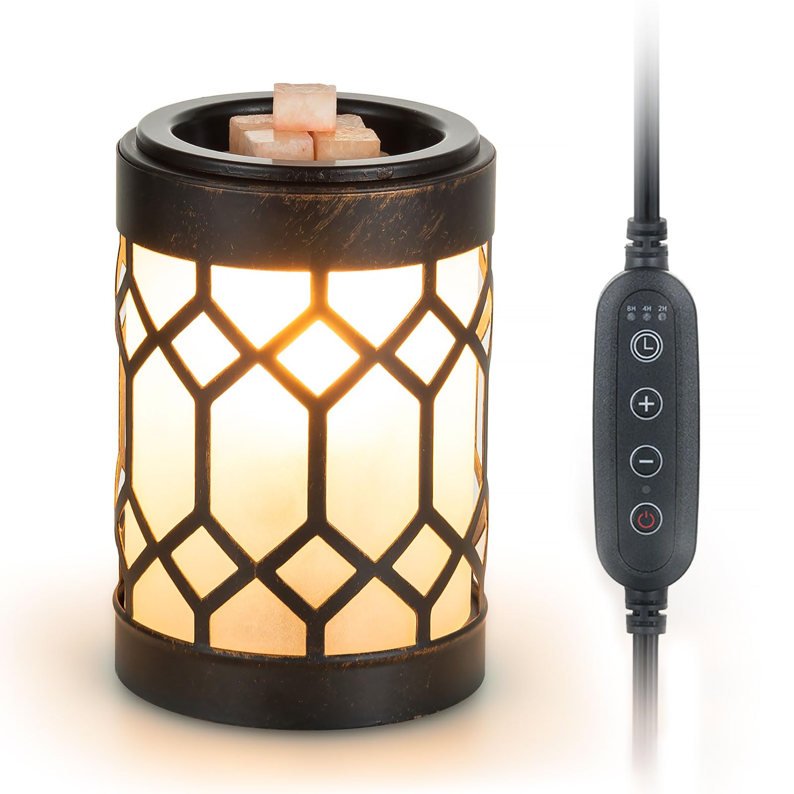 Lampada profumata elettrica per cera con timer: Candle Warmer per cera profumata oli essenziali diffusore di aromi, luce notturna domestica docor moderna, colore nero