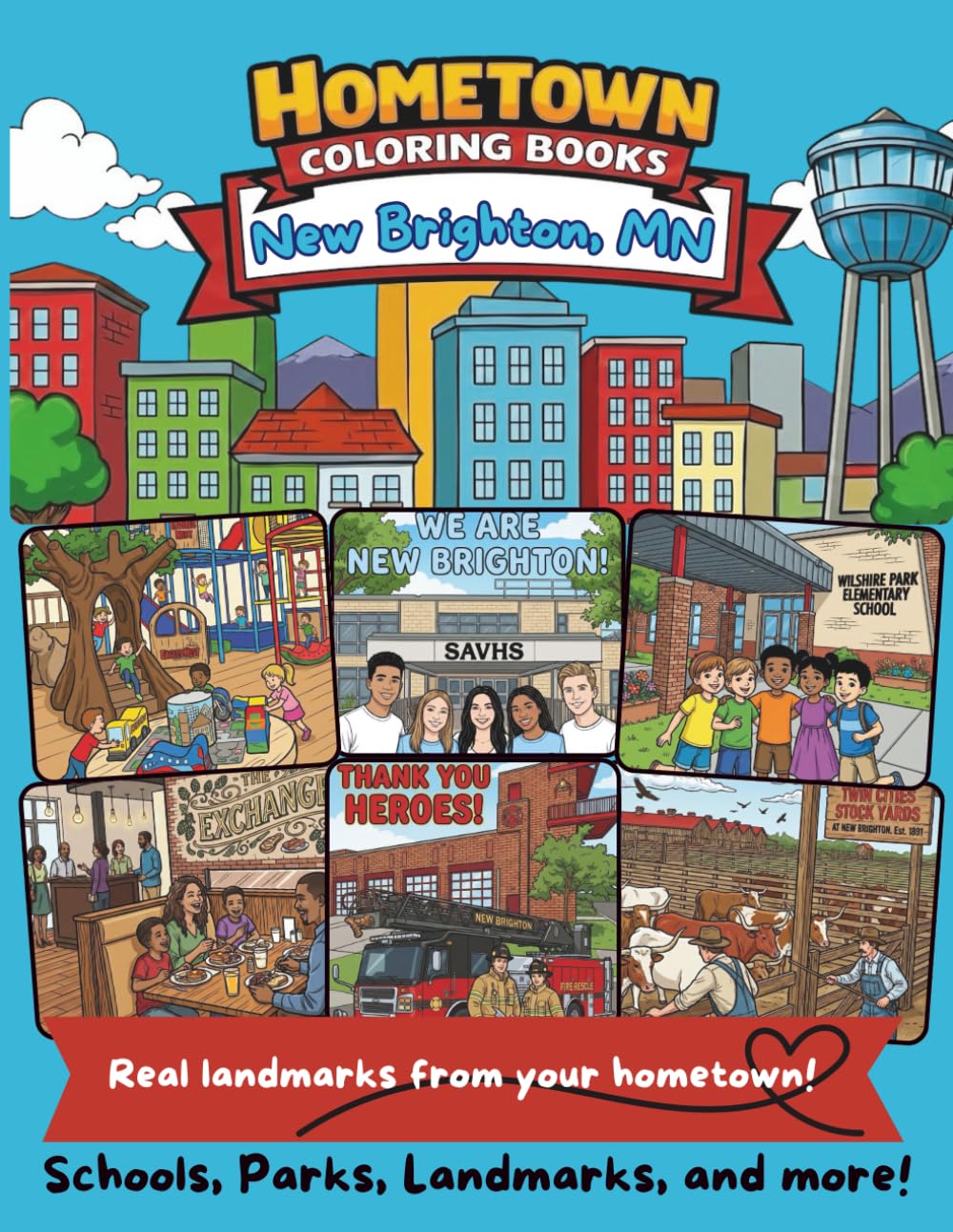 Hometown Coloring Books: New Brighton, MN Edition! 30+ pages of local landmarks, schools, parks, and more!