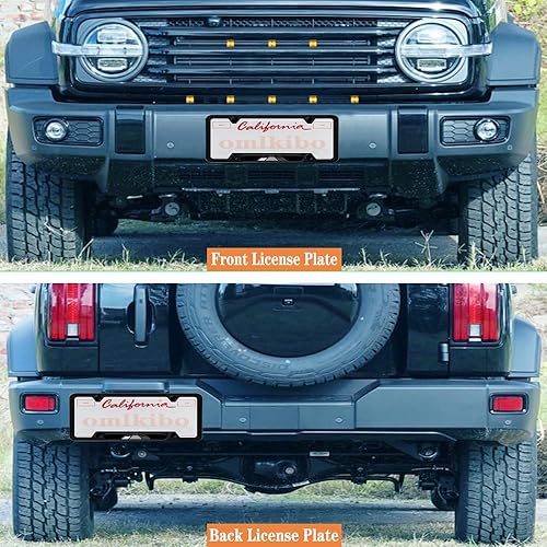 Vista 40 de Marco de matrícula de aluminio tricolor de 3 colores compatible con Toyota, camión, remolque, SUV (blanco azul-01) Blanco Azul-01,Blanco