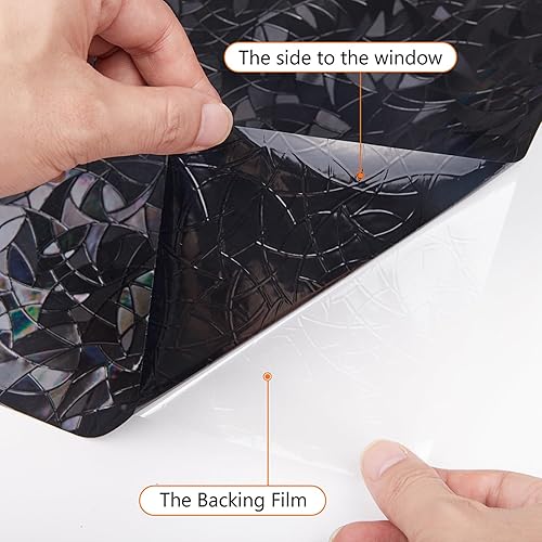 Miniatura 6 de LEMON CLOUD Película decorativa de privacidad para ventana, totalmente opaca, con adherencia estática, cubierta de vidrio esmerilado, 100% opaco,