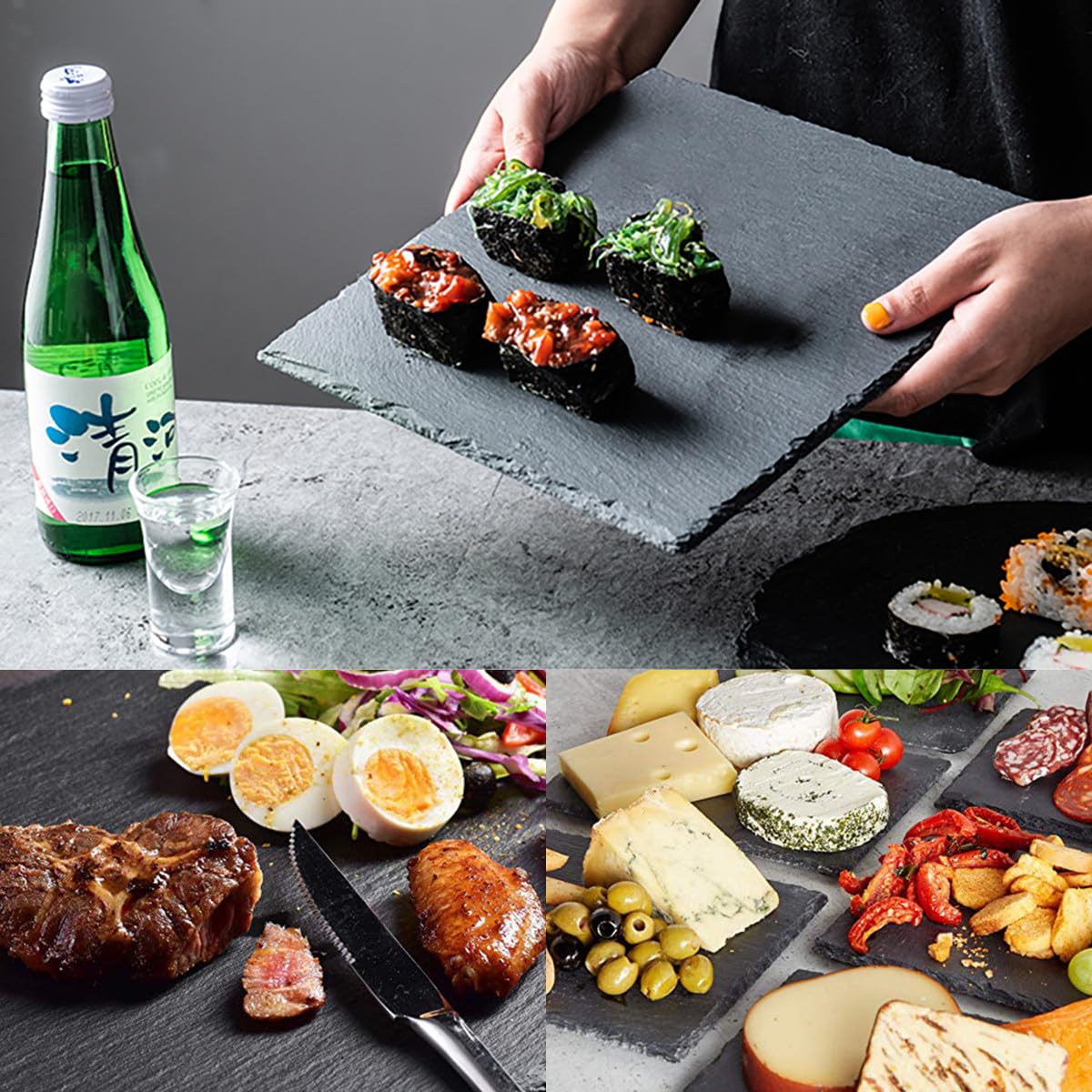 Toyvian Plat en Pierre Naturelle de 9, 8x9, 8 Pouces pour Barbecue Coréen