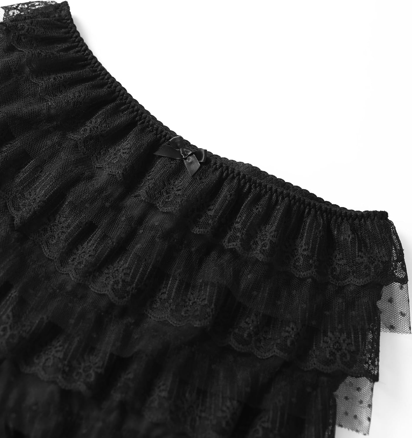 SOFIA'S CHOICE Women Lace Trim Ruffle Shorts Low Waisted Pleated Mesh Bloomers Mini Shorts - Image 4