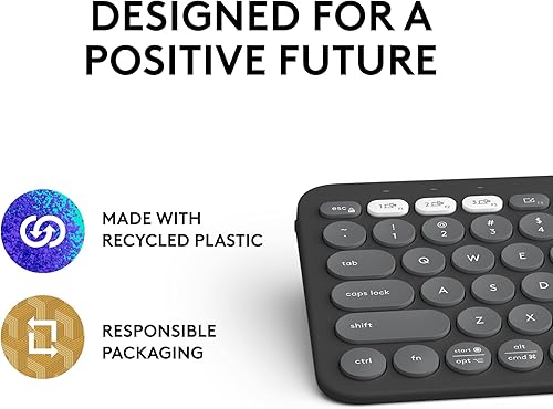 Miniatura 10 de Logitech Pebble Keys 2 K380s, teclado inalámbrico Bluetooth multidispositivo con accesos directos personalizables, delgado y portátil, fácil de