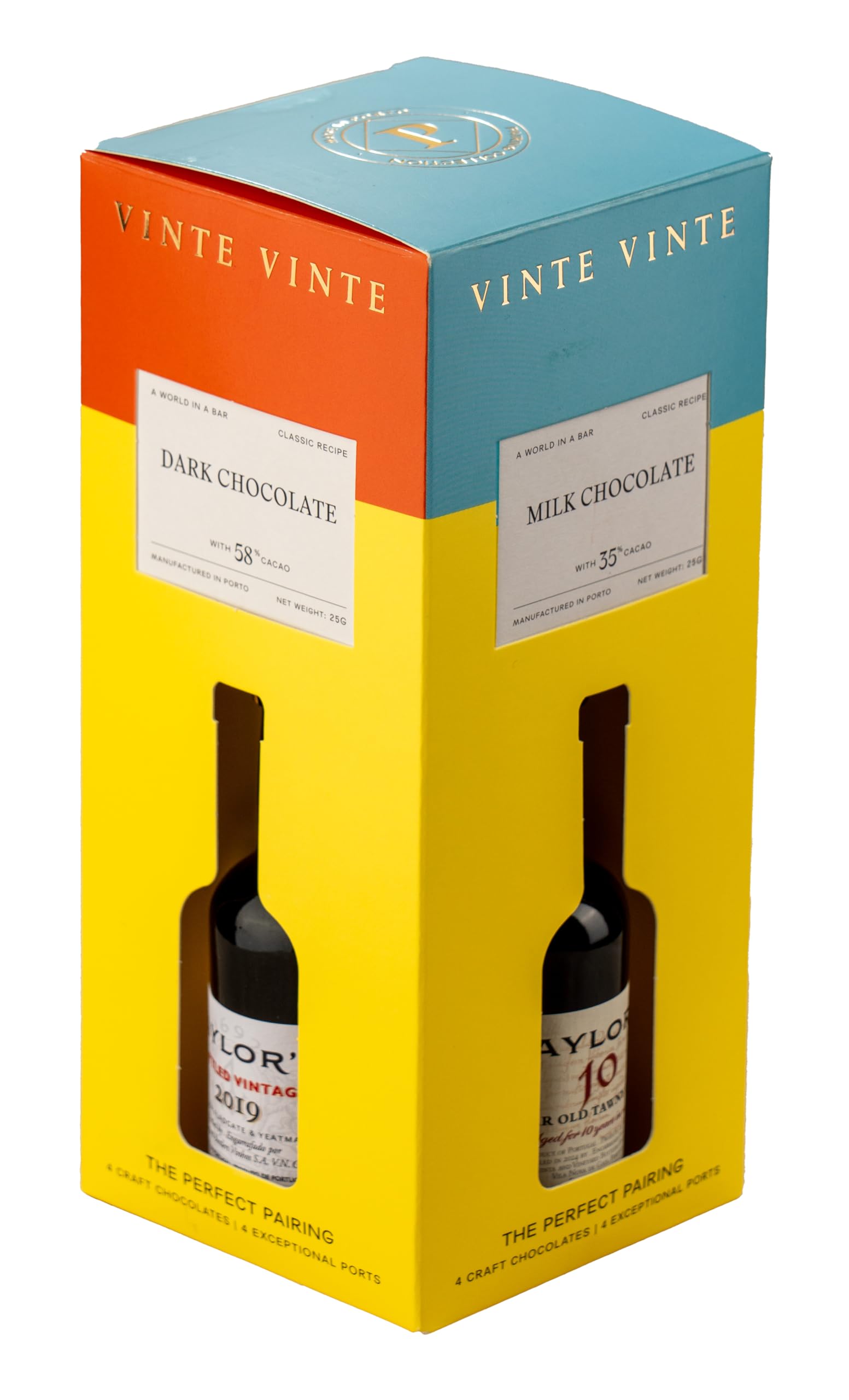 Taylors Port Wine and Vinte Vinte Chocolate tasting gift pack, 4 x Port Wine and 4 x Chocolate