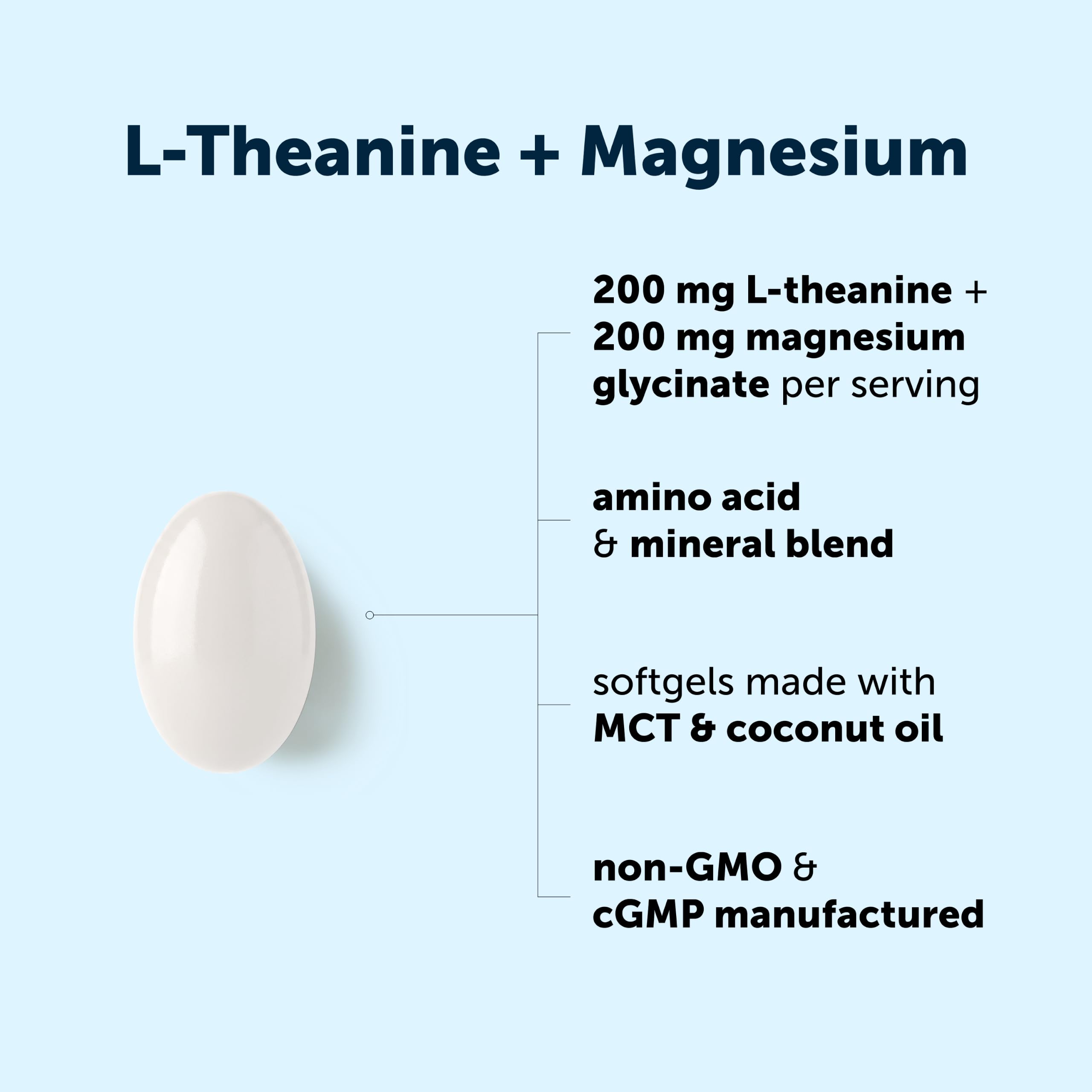 L-theanine 200mg per serving with Magnesium Glycinate, 400 Softgels — Amazon image 3