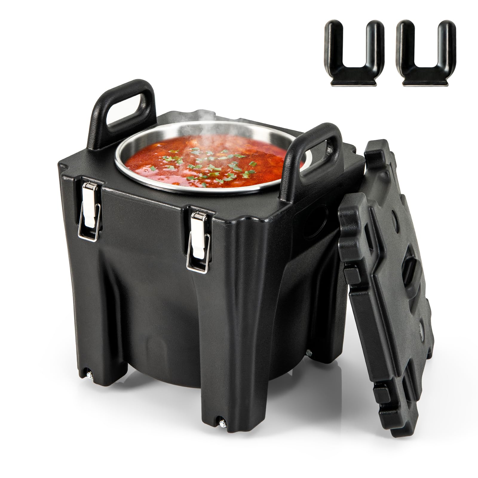 RELAX4LIFE 30L Caja Térmica con Ruedas y Frenos para Alimentos y Bebidas, Calentador de Alimentos con Interior Acero Inoxidable y 2 Asas para Coche, Camping y Pícnic, Mantiene el Frío y el Calor