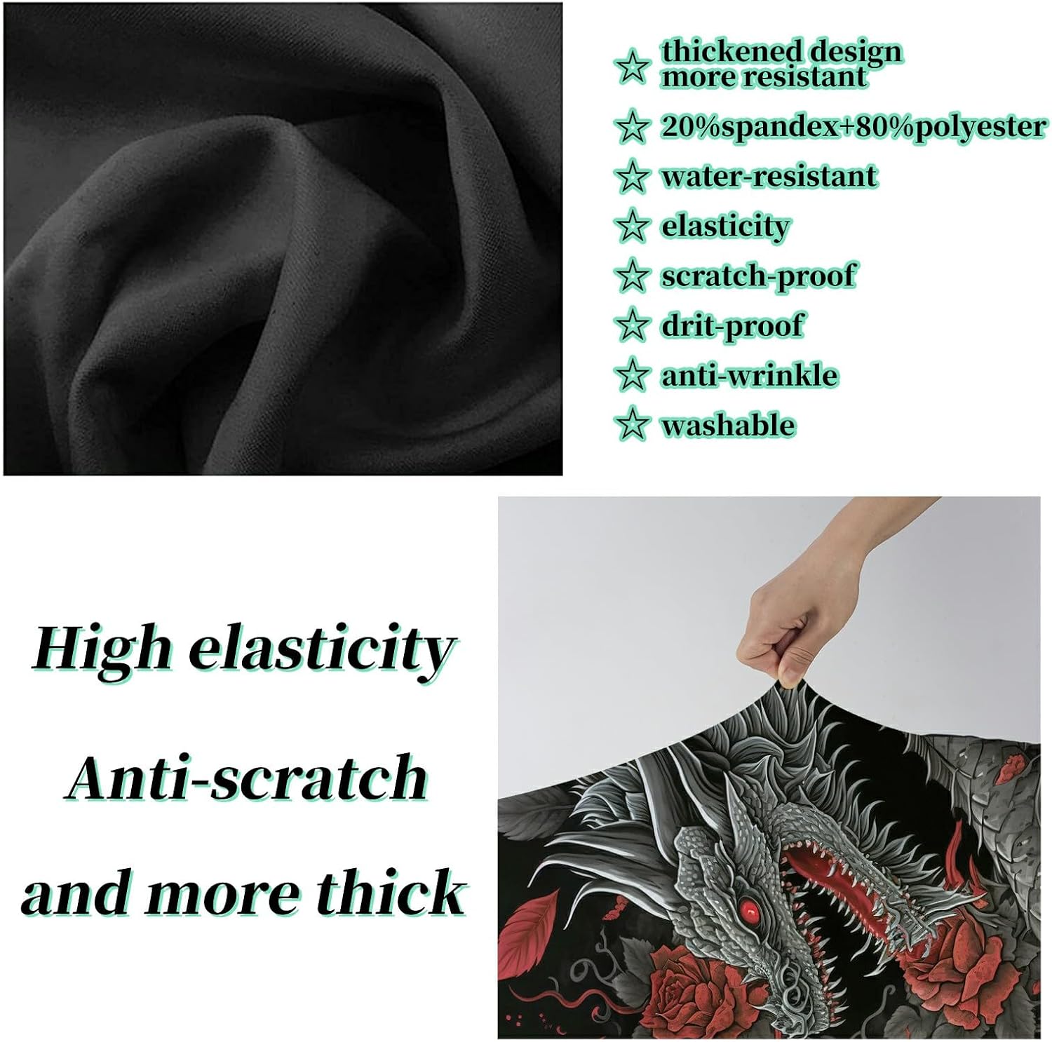 Luggage Cover Suitcase Protector Plus 1 Luggage Tag, Dragon Red Roses Travel Suitcase Cover Suitable for 30-32 inch Luggage (XL) with Concealed Zipper Washable Elastic Cloth Dustproof Anti-Scratch