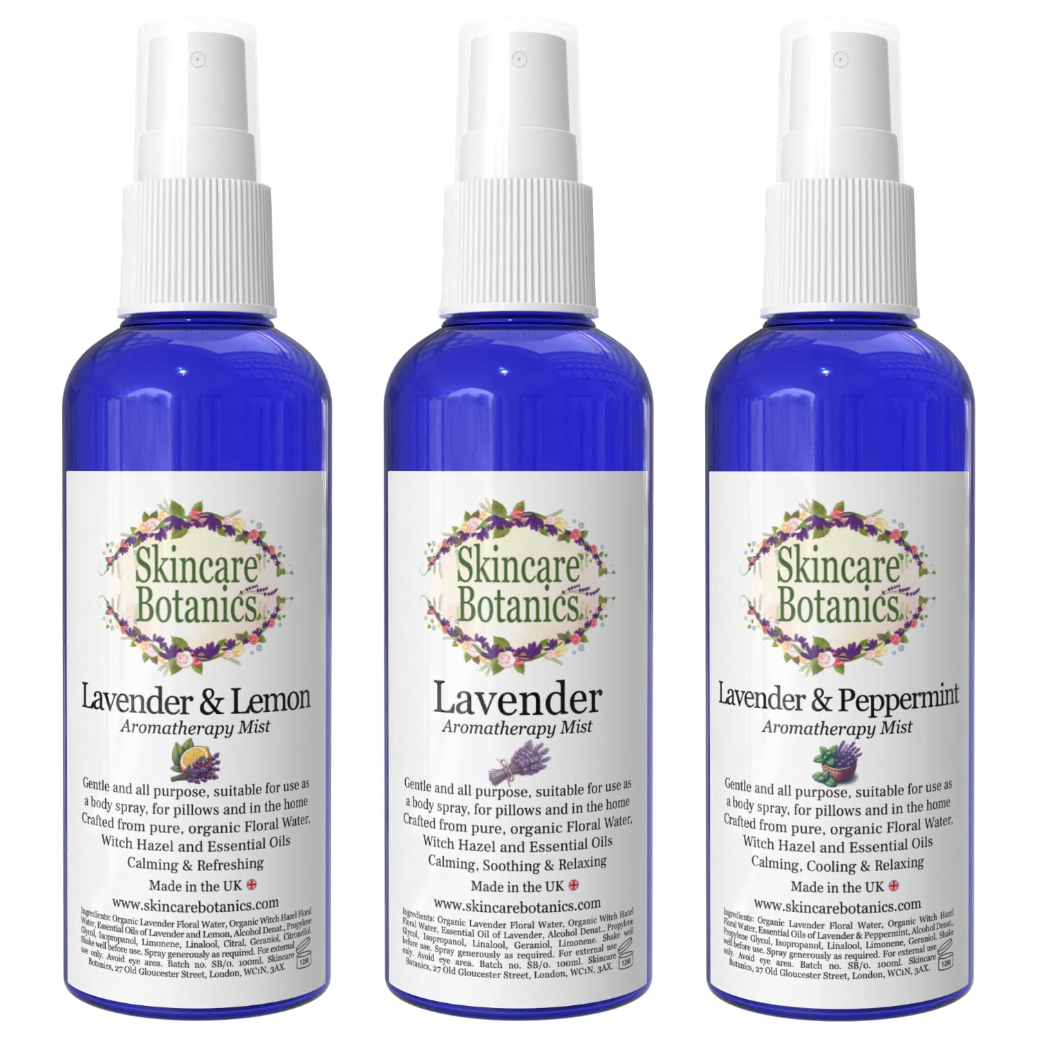 – Lavender Spray Trio with Lemon and Peppermint | Natural Room, Pillow & Body Mists | Fresh, Uplifting & Relaxing