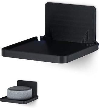 BRAINWAVZ Drill Free Wall Mount Shelf for Security Cameras, Baby Monitors, Speakers & More, Universal Holder, Strong Adheasive, Easy to Install, No Mess, Screwless Black