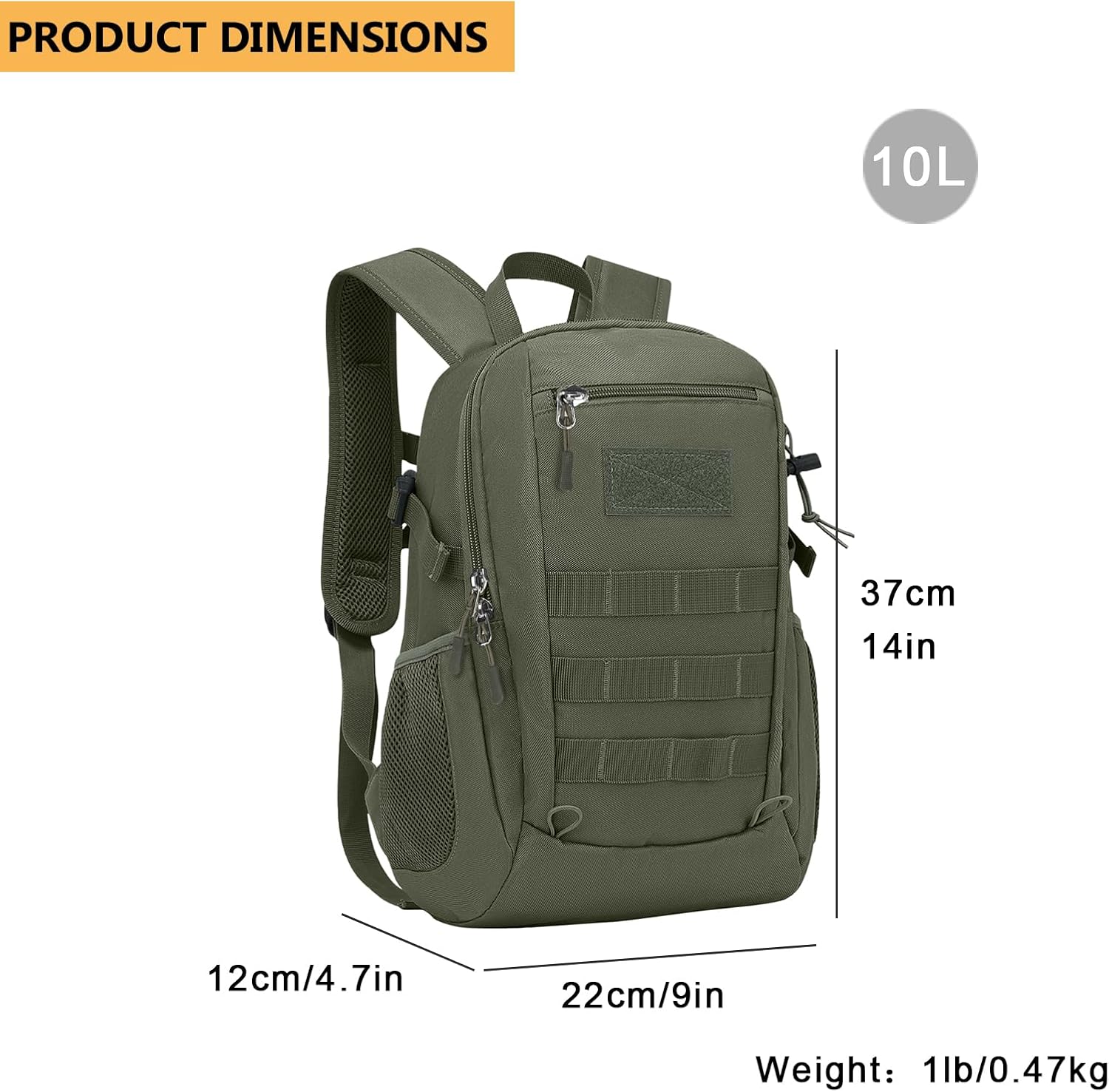 ArcEnCiel 10L/20L Mini X-Small Tactical Backpack MOLLE Daypack Gear Pack Camping Bag with Patch - Image 2